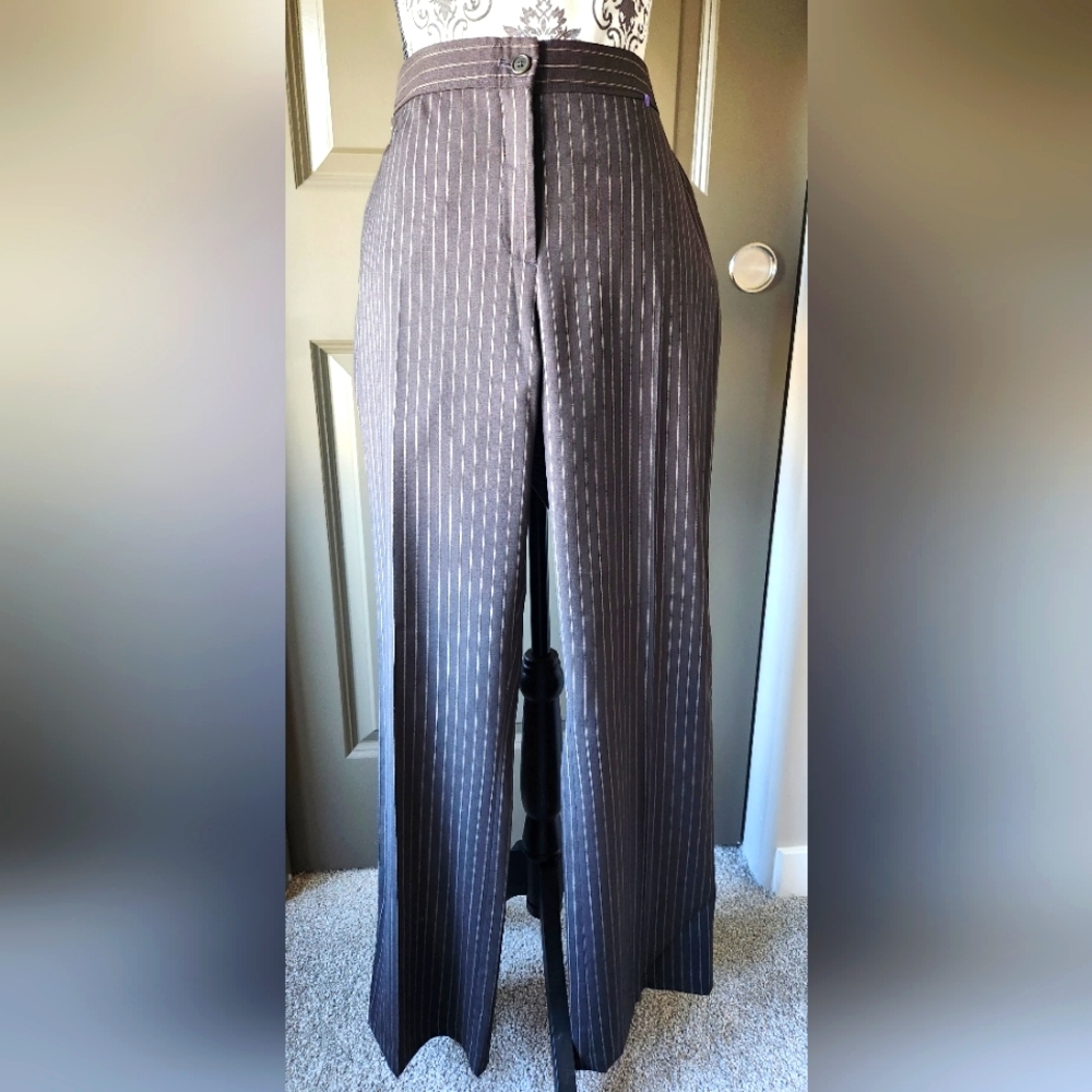 NWOT - John Varvatos Trouser, Size 46, Dark Brown with Cream Stripe